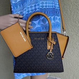 Michael Kors Avril Satchel Crossbody Bag & Jet Set Travel Coinpouch